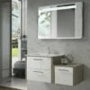 40" Single Vanity, Wall Mount, 2 Drawers With Soft Close, Moon - White, Serie Nova By VALENZUELA