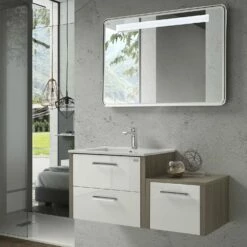 40" Single Vanity, Wall Mount, 2 Drawers With Soft Close, Moon - White, Serie Nova By VALENZUELA