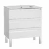 28" Single Vanity, Floor Mount, 3 Drawers With Soft Close, White Glossy, Serie Solco By VALENZUELA