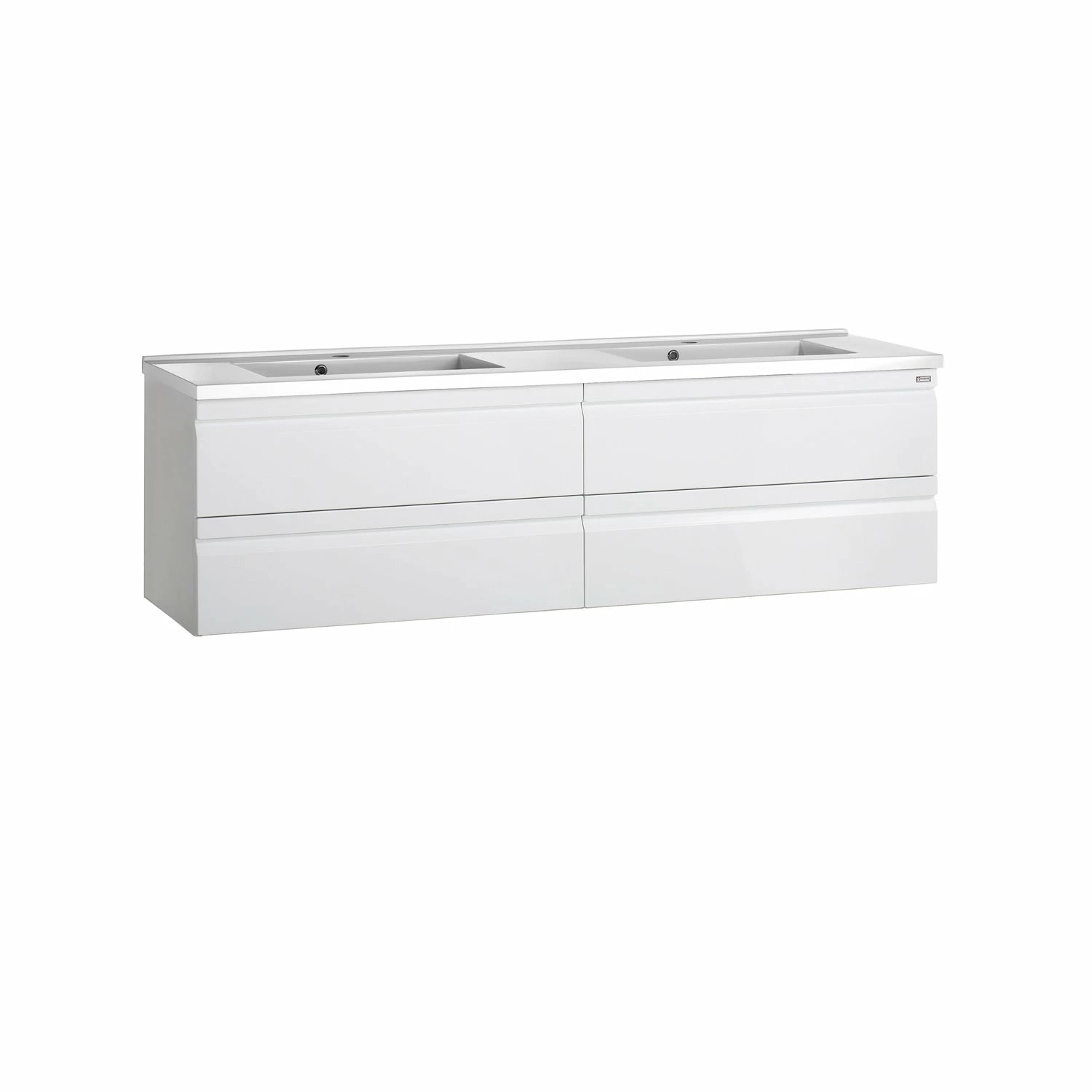 48" Double Vanity, Wall Mount, 4 Drawers With Soft Close, White, Serie Solco By VALENZUELA 1 48" Double Vanity, Wall Mount, 4 Drawers With Soft Close, White, Serie Solco By VALENZUELA