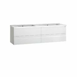 80" Double Vanity, Wall Mount, 4 Drawers With Soft Close, White, Serie Solco By VALENZUELA