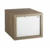 16" Lower Side Cabinet, Wall Mount, 1 Drawer Whit Handle And Soft Close, Oak - White, Serie Tino By VALENZUELA