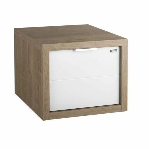 16" Lower Side Cabinet, Wall Mount, 1 Drawer Whit Handle And Soft Close, Oak - White, Serie Tino By VALENZUELA 8 16" Lower Side Cabinet, Wall Mount, 1 Drawer Whit Handle And Soft Close, Oak - White, Serie Tino By VALENZUELA -Bathroom Sales Shop VT00040000
