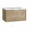 24" Single Vanity, Wall Mount, Drawer With Soft Close, Oak, Serie Tino By VALENZUELA
