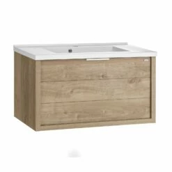 24" Single Vanity, Wall Mount, Drawer With Soft Close, Oak, Serie Tino By VALENZUELA