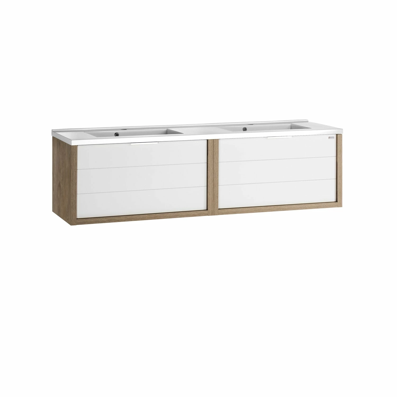 80" Double Vanity, Wall Mount, 2 Drawers With Soft Close, Oak - White, Serie Tino By VALENZUELA 1 80" Double Vanity, Wall Mount, 2 Drawers With Soft Close, Oak - White, Serie Tino By VALENZUELA
