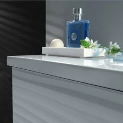 28" Single Vanity, Wall Mount, 2 Drawers With Soft Close, White Glossy, Serie Dune By VALENZUELA -Bathroom Sales Shop VUB208010M DET d0ebedb7 ee8d 4703 9581 6209739284c9
