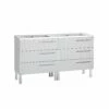 56" Double Vanity, Floor Mount, 6 Drawers With Soft Close, White, Serie Dune By VALENZUELA