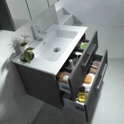 32" Single Vanity, Wall Mount, 2 Drawers With Soft Close, Grey, Serie Dune By VALENZUELA -Bathroom Sales Shop VUG208020M 10 83528160 b611 49af a091 b67e89d8fa23