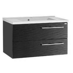 Bathroom Sales Shop 13 28" Single Vanity, Wall Mount, 2 Drawers With Soft Close, Black Glossy, Serie Dune By VALENZUELA