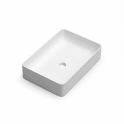 DAX Ceramic Rectangular Single Bowl Bathroom Vessel Basin White Matt / Matt Black (DAX-TRE53506035)