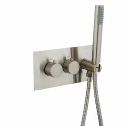DAX Round Concealed Valve Thermostatic Mixer With 2/3 Function Diverter. Brushed Nickel Finish (DAX-1004-RD-BN) -Bathroom Sales Shop dax 1004 01 1