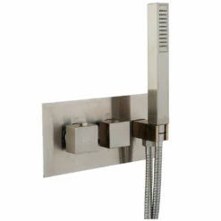 DAX Square Concealed Valve Thermostatic Mixer With 2/3 Function Diverter. Brushed Nickel Finish (DAX-1004-SQ-BN) -Bathroom Sales Shop dax 1004 03