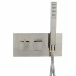 DAX Square Concealed Valve Thermostatic Mixer With 2/3 Function Diverter. Brushed Nickel Finish (DAX-1004-SQ-BN) -Bathroom Sales Shop dax 1004 03 2
