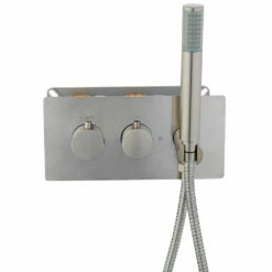 DAX Round Concealed Valve Thermostatic Mixer With 2/3 Function Diverter. Brushed Nickel Finish (DAX-1004-RD-BN) -Bathroom Sales Shop dax 1004 rd1