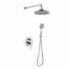 DAX Bathroom Rain Mixer Shower, Round Rainfall Shower Head System With Shower Trim And Hand Shower, Wall Mount, Chrome Finish (DAX-6813-CR)