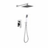 DAX Bathroom Rain Mixer Shower, Square Rainfall Shower Head System With Shower Trim And Hand Shower, Wall Mount, Brushed Nickel Finish (DAX-6813B-BN)